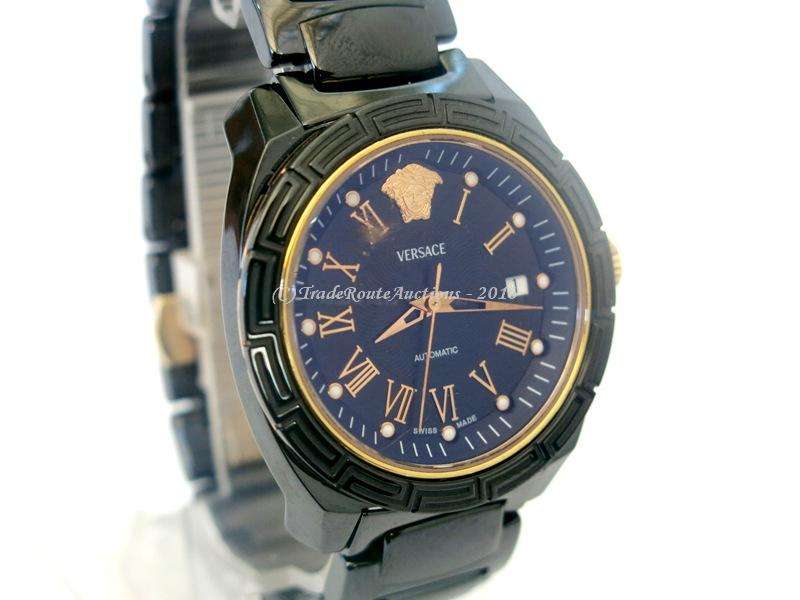 VERSACE UNISEX AUTOMATIC 01AC9 CERAMIC ROSE GOLD PLATED BLACK DIAL DATE WATCH