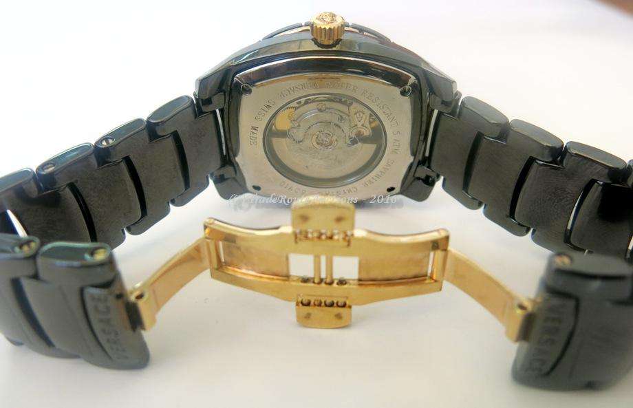 VERSACE UNISEX AUTOMATIC 01AC9 CERAMIC ROSE GOLD PLATED BLACK DIAL DATE WATCH