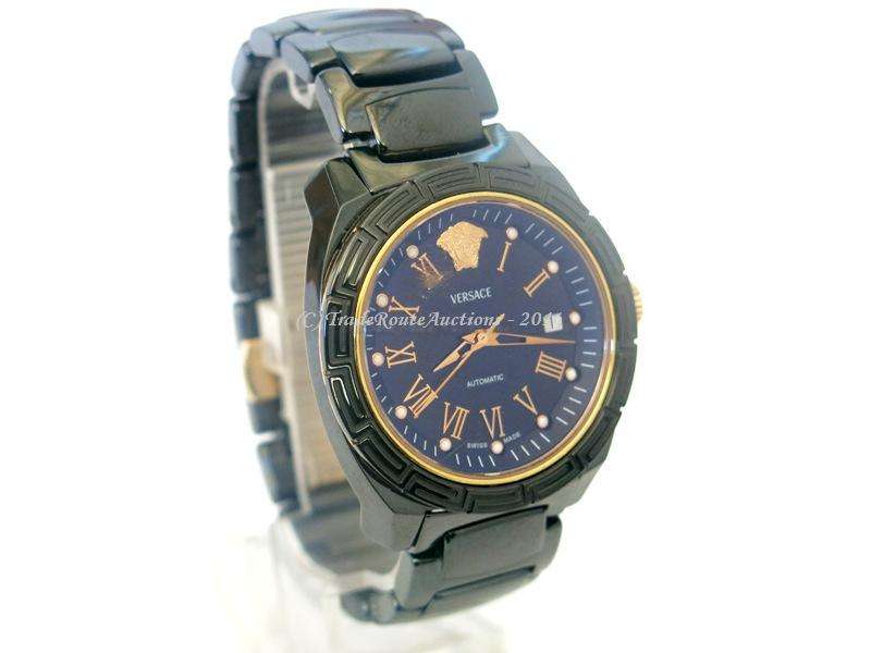 VERSACE UNISEX AUTOMATIC 01AC9 CERAMIC ROSE GOLD PLATED BLACK DIAL DATE WATCH