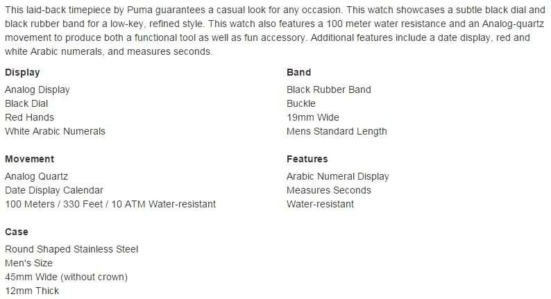 Puma Men's Watch with Black Silicon Band and Black Dial PU103281004   - BRAND NEW *** PUMA ***