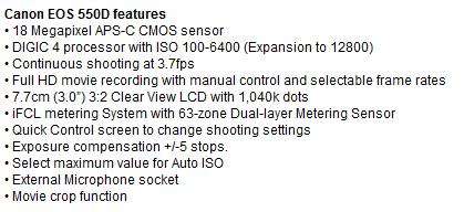 18 Megapixels - Canon EOS 550D Digital SLR camera FULL HD  with Canon 18-55MM IS LENS