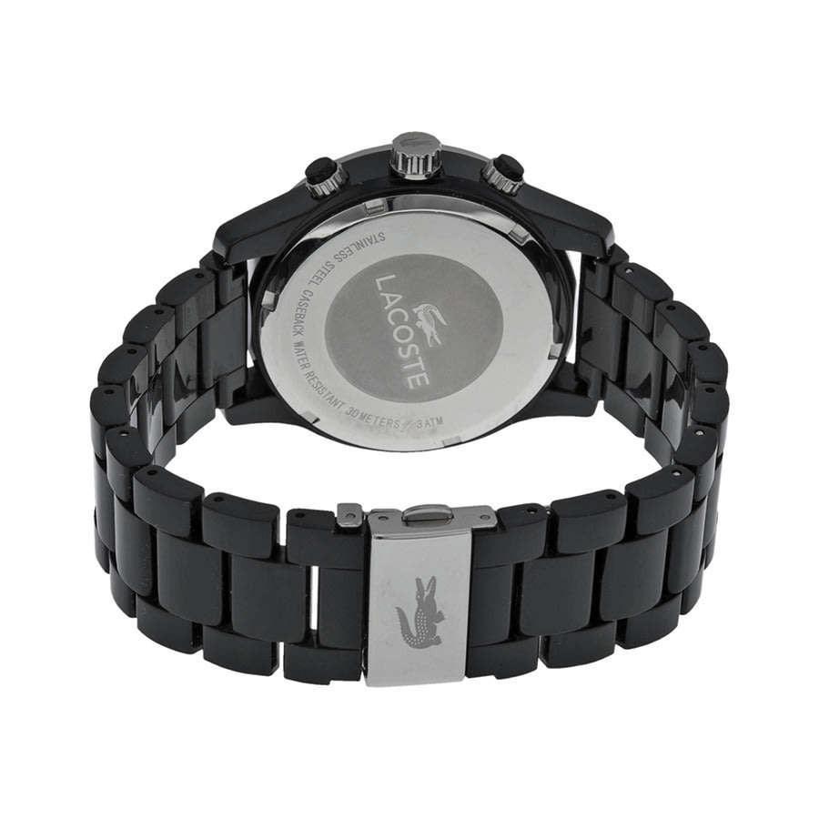 Lacoste Charlotte Nicosia Chronograph Black Dial Black PVD Ladies Watch 2000806 - Brand New
