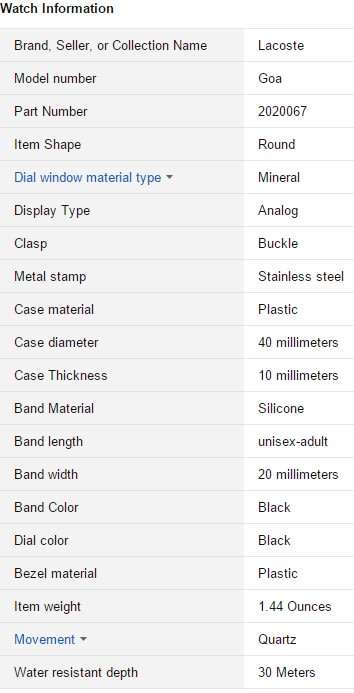 Lacoste Goa Black/Grey Dial Rubber Unisex 40mm Watch 2020067