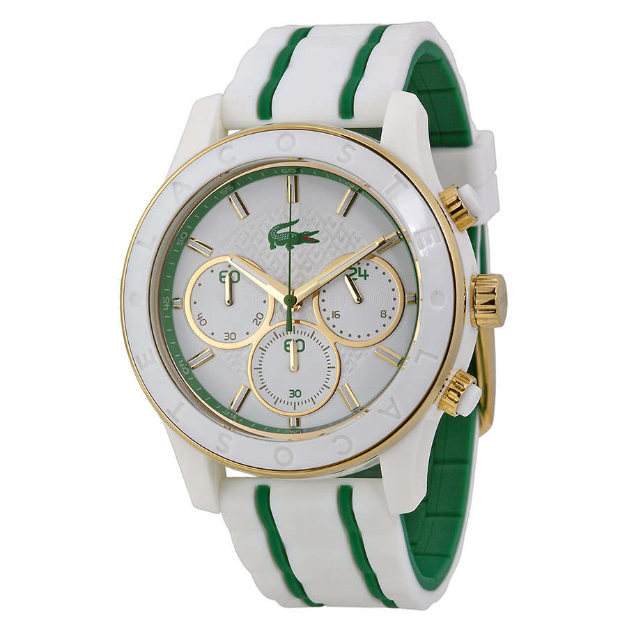 Lacoste Charlotte Chronograph White Dial White Rubber Ladies Watch 2000844 - Brand New