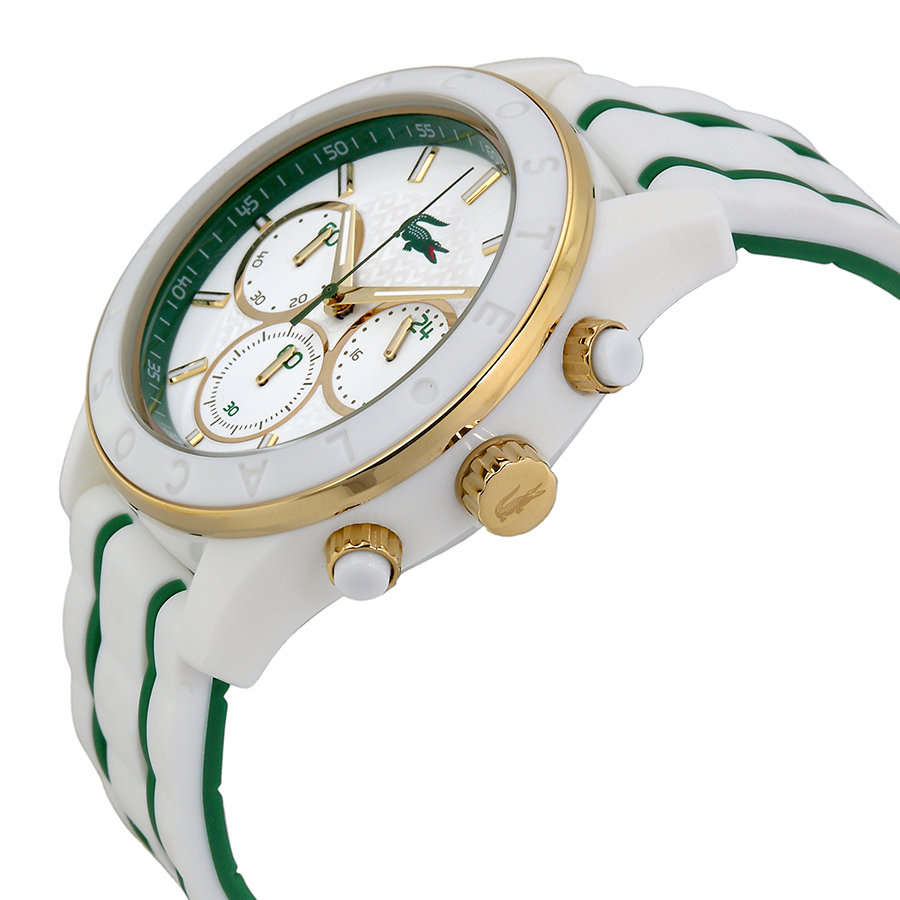 Lacoste Charlotte Chronograph White Dial White Rubber Ladies Watch 2000844 - Brand New