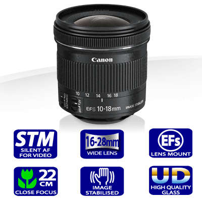Canon EF-S 10-18mm f/4.5-5.6 IS (Image Stabilizer) STM Zoom Lens for Canon DSLR Cameras