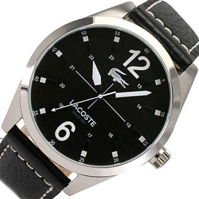 Lacoste Montreal Black dial Leather Strap Men's Watch 2010695 - Brand New