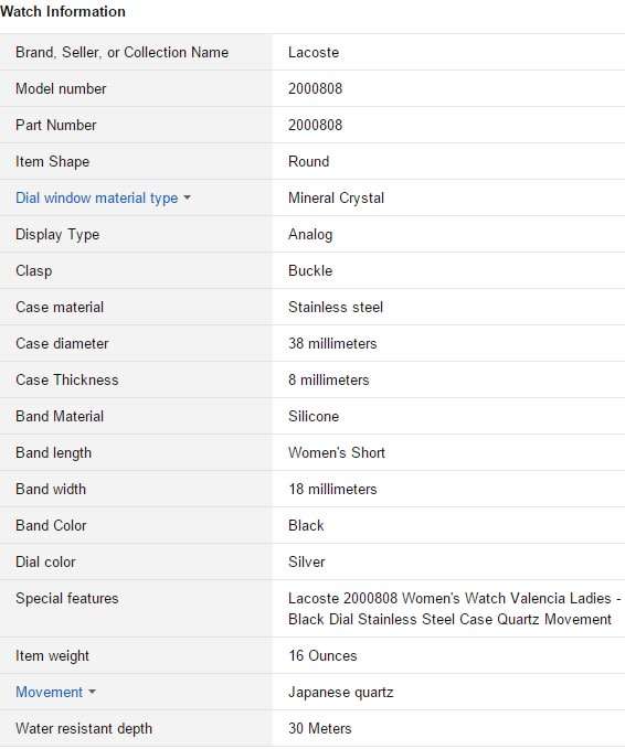 Lacoste Valencia Three-Hand Gold/Black Women's watch 2000808 - Brand New