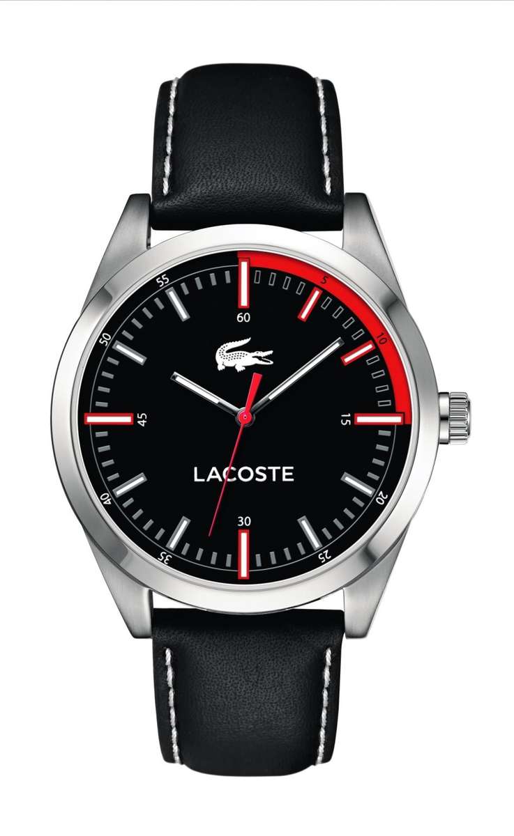 Lacoste Montreal Black Leather Strap Men's Watch 2010733 - Brand New