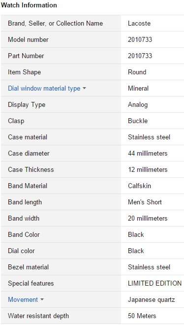 Lacoste Montreal Black Leather Strap Men's Watch 2010733 - Brand New