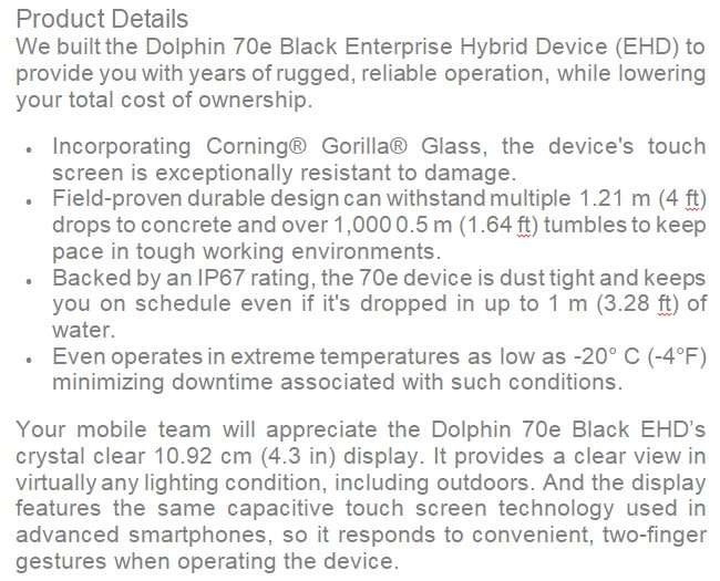 Honeywell Dolphin 70e Black Handheld Computer Touch Screen | Phone | Barcode Scanner | Hybrid Device