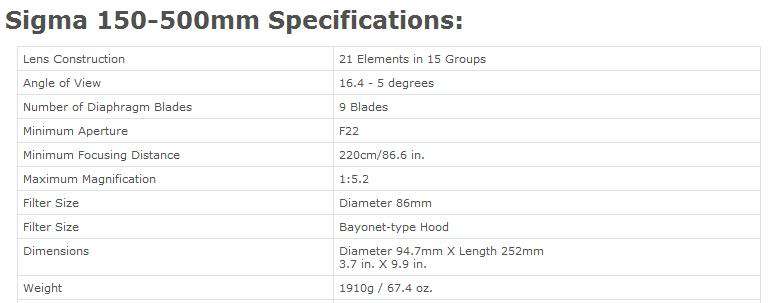 SIGMA 150-500mm F5-6.3 APO DG OS (OPTICAL STABILIZER) ZOOM Lens for NIKON DSLR Cameras-  Brand New