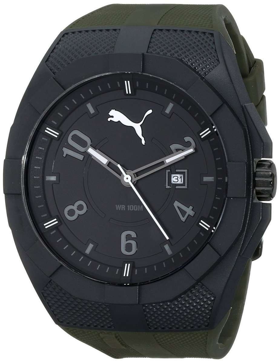 Puma Men's Iconic Army Green Rubber Analog Quartz Watch - PU103501007 - BRAND NEW *** PUMA ***