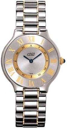 Ladies Must De Cartier 21 Watch Two Tone Stainless Steel And Yellow Gold Women's Watch