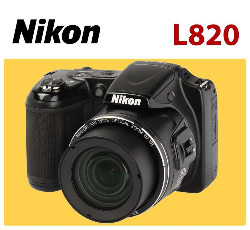 Nikon COOLPIX L820 16 MP CMOS Digital Camera with 30x Zoom Lens and Full HD 1080p Video (Black) 30X