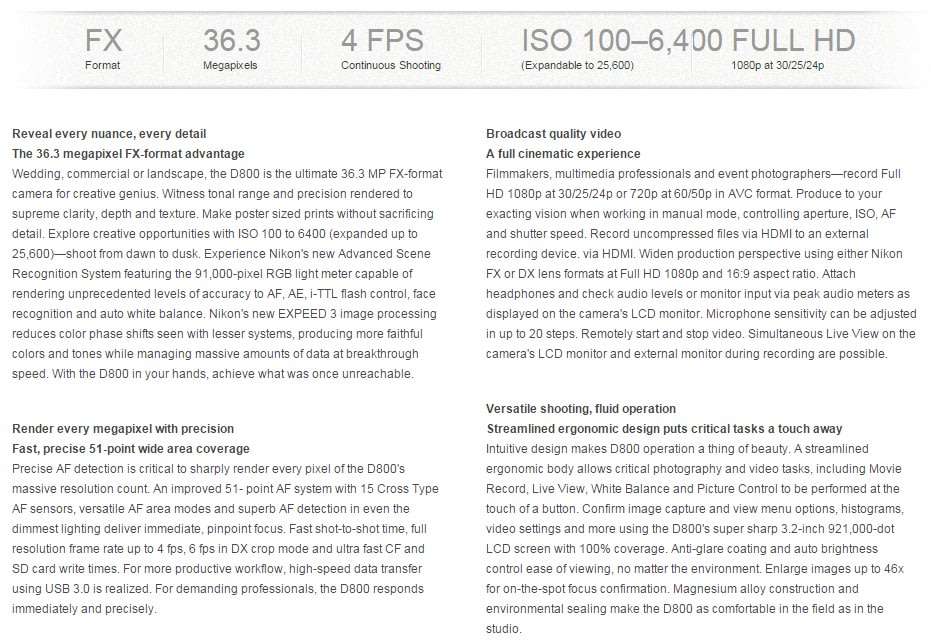 Nikon D800E 36.3MP DSLR Camera Body Only, FX Full Frame F-Mount, D800 E Low Shutter Count : < 9K