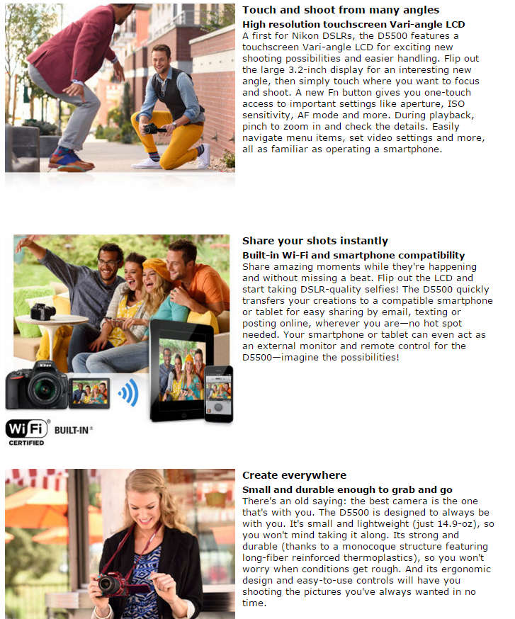 NIKON D5500 DSLR CAMERA BODY ONLY - [ BUILT IN WiFi ] - [ 24.2 MP ] - [ DX FORMAT ] TOUCH SCREEN