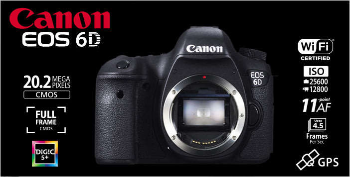 Canon EOS 6D | 20.2 MP CMOS | WiFi | GPS | FULL FRAME | DIGIC 5+ | 4.5 FRAMES/SEC | DSLR Camera BODY