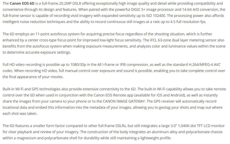 Canon EOS 6D | 20.2 MP CMOS | WiFi | GPS | FULL FRAME | DIGIC 5+ | 4.5 FRAMES/SEC | DSLR Camera BODY