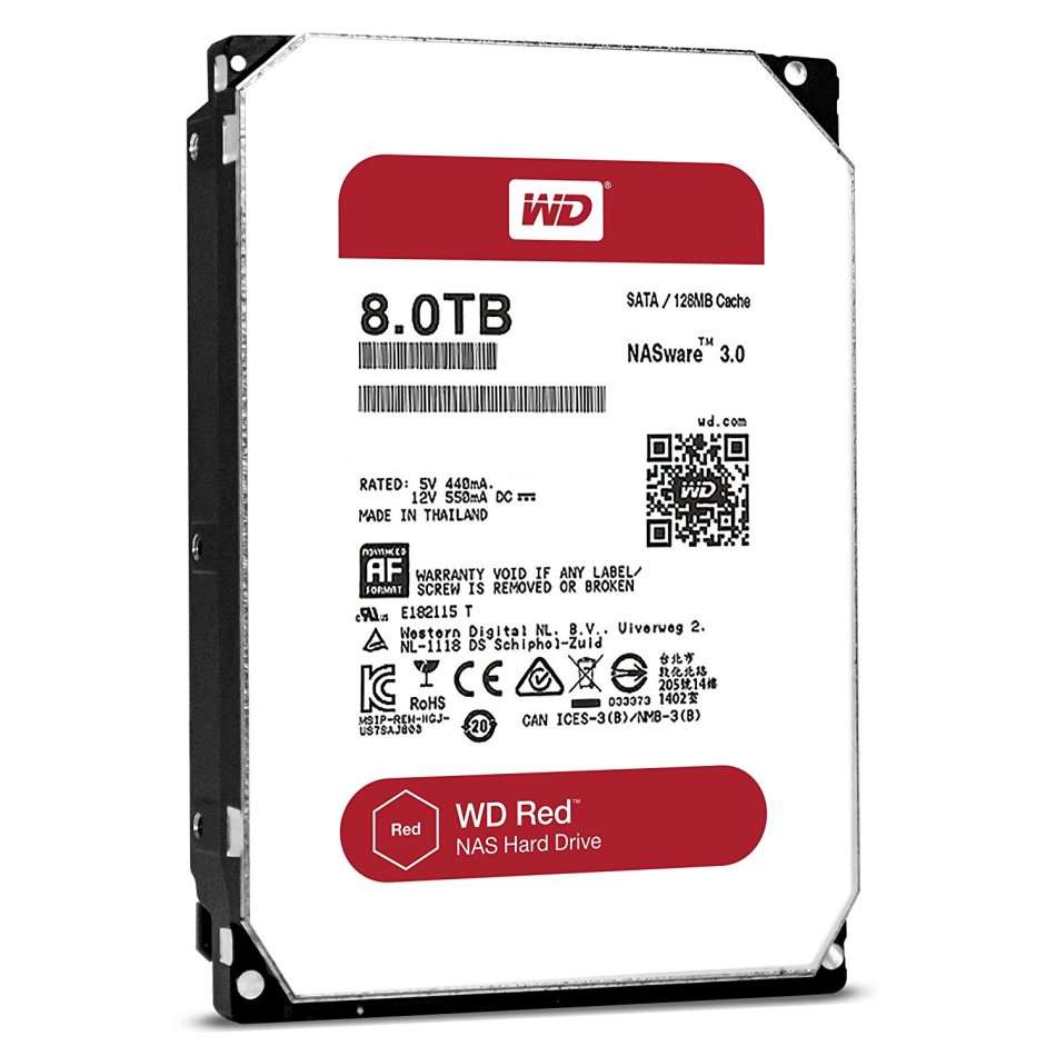 8TB HDD WD RED NAS Hard Drive | 8 TB | SATA 6Gb/s | 5400 RPM | 128MB Cache | NAS DVR CCTV DESKTOP