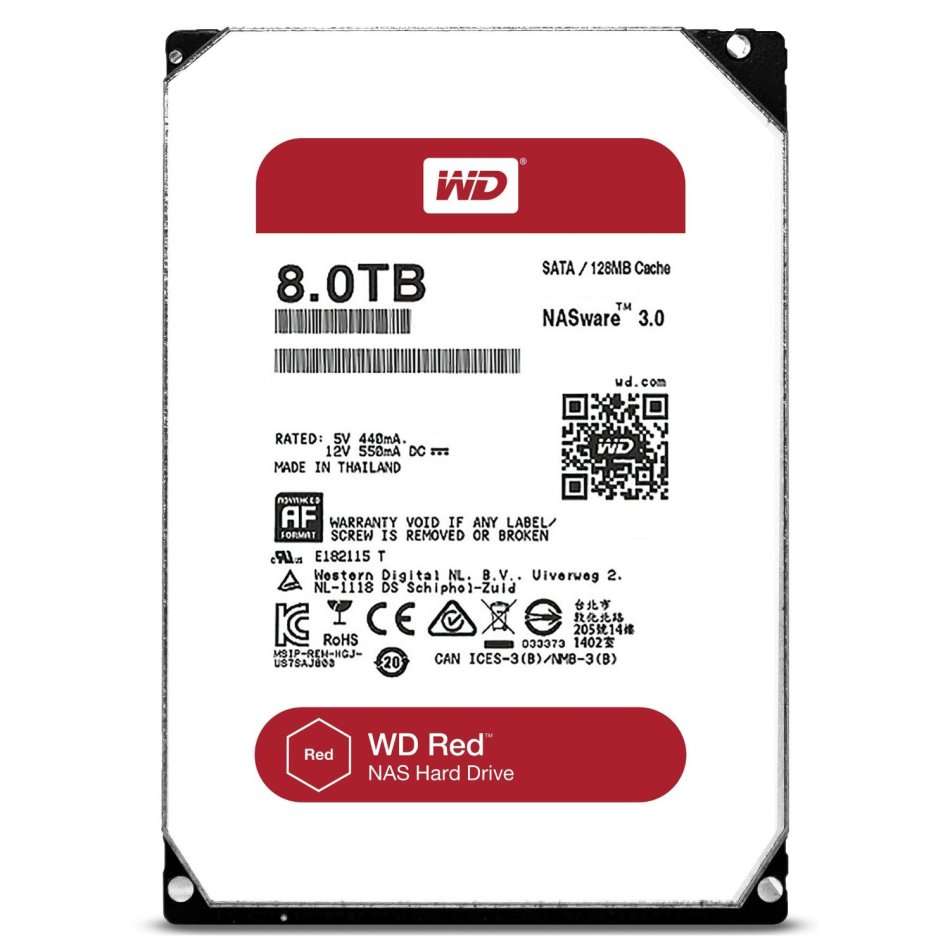 8TB HDD WD RED NAS Hard Drive | 8 TB | SATA 6Gb/s | 5400 RPM | 128MB Cache | NAS DVR CCTV DESKTOP