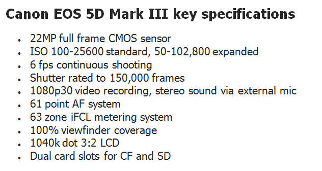 Canon EOS 5D Mark iii 22.3 MP Full Frame CMOS Digital SLR Camera (Body only) - Canon 5D Mark 3