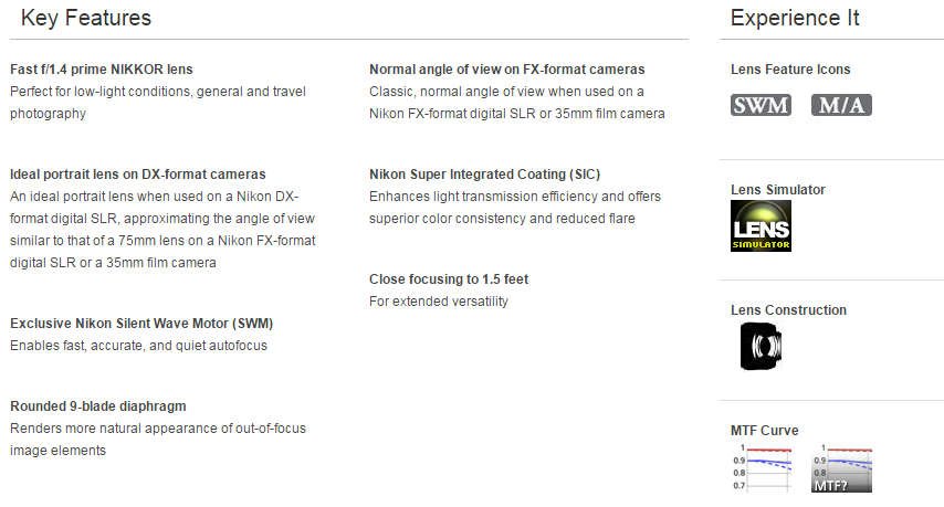 Nikon 50mm f/1.4G Prime AF-S Nikkor PRIME Lens for Nikon Digital SLR Cameras