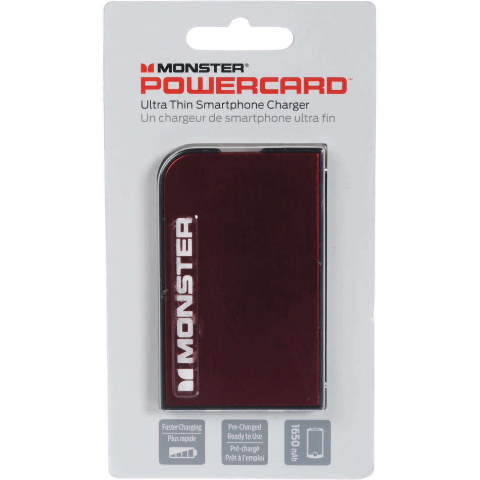 Monster Powercard - Powerbank - Credit card sized [RED]