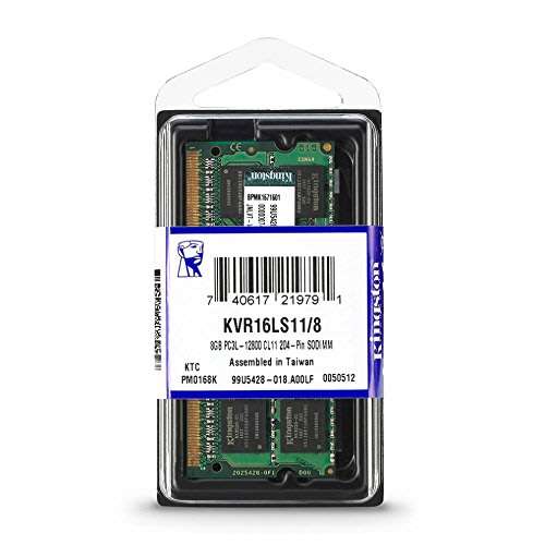 KINGSTON Laptop / Macbook Memory - KVR16LS11/8 - 8GB PC3L - 1.35V - 12800 CL11 204-PIN SODIMM MEMORY