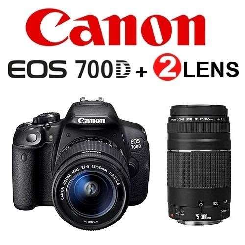 Canon EOS 700D DSLR TWIN Lens Kit  | 18-55mm Lens + 75-300mm Lens | 18.0 MP FULL HD