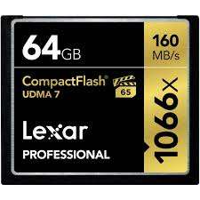 64GB LEXAR PROFESSIONAL COMPACT FLASH MEMORY CARD - 1066X 160MB/s UDMA7