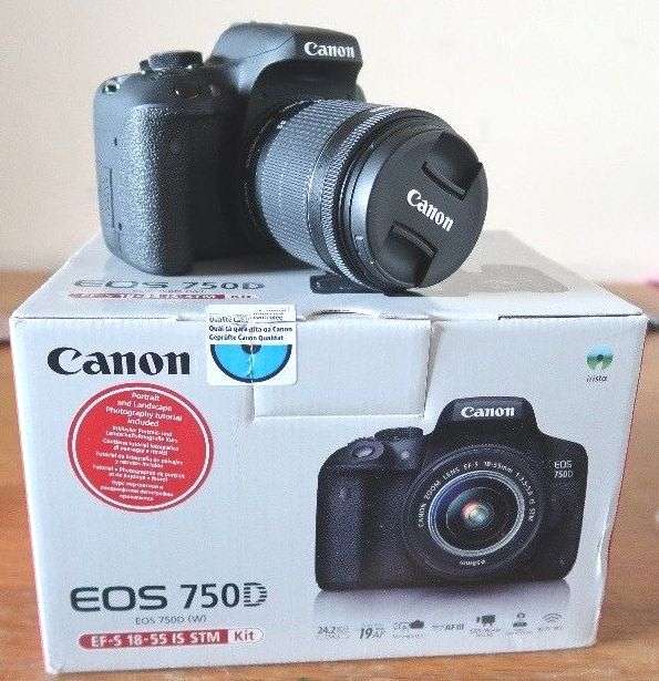BOXED - CANON EOS 750D Digital SLR CAMERA BODY PLUS CANON 18-55 IS STM LENS KIT - 24.2 MEGAPIXELS