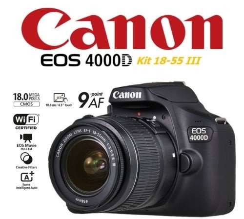 Canon 4000D DSLR Camera and EF-S 18-55 mm f/3.5-5.6 III Lens Kit