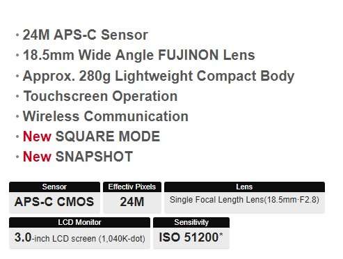 Fuji Fujifilm XF10 24.2MP APS-C sensor, 4K Video,18.5mm f/2 lens