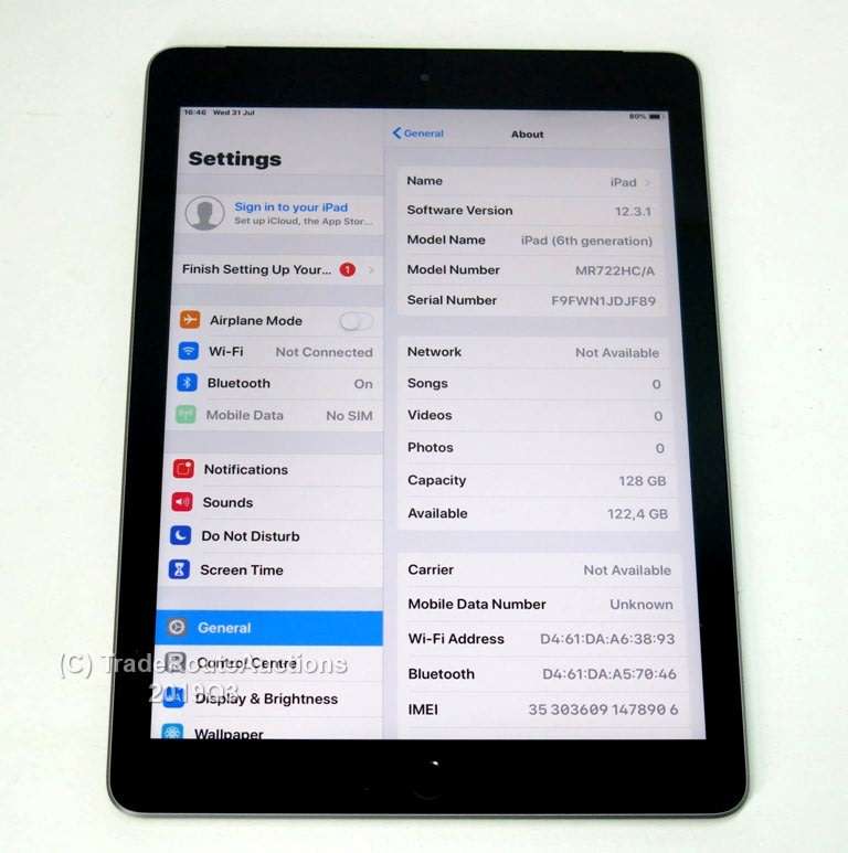 Apple iPad 6th Gen 2018 | MR722HC/A | CELLULAR + WiFi | 128GB | Space Grey | A1954 | RETINA