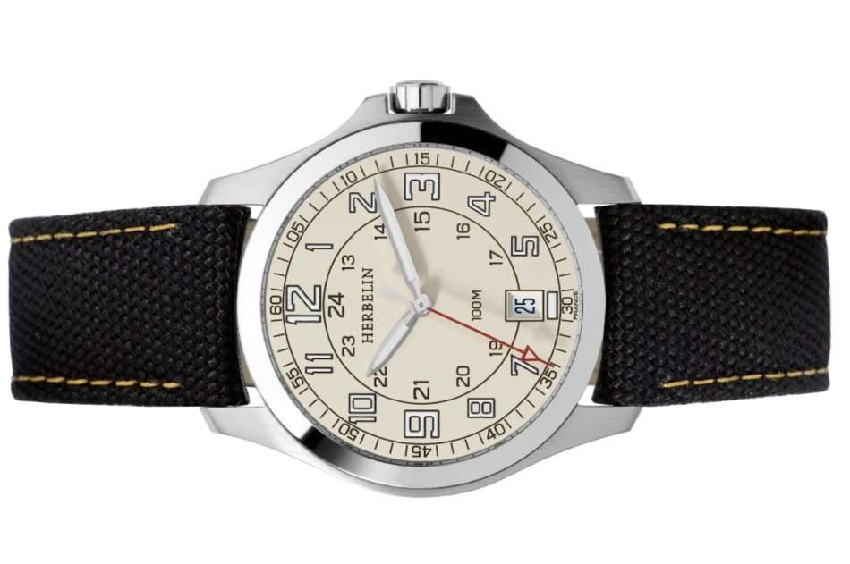 MICHEL HERBELIN CASUAL GENTS QUARTZ WATCH - 12240/17 - DATE - LEATHER STRAP