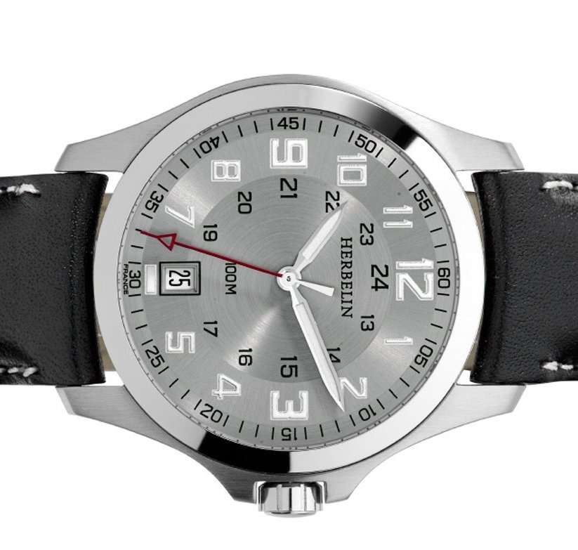 MICHEL HERBELIN CASUAL GENTS QUARTZ WATCH - 12240/12 - DATE - LEATHER STRAP