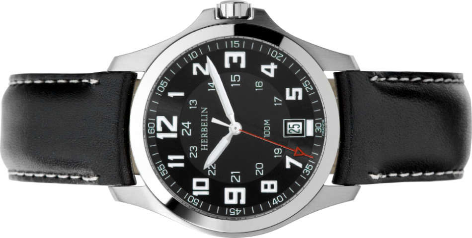 MICHEL HERBELIN CASUAL GENTS QUARTZ WATCH - 12240/14 - DATE - LEATHER STRAP