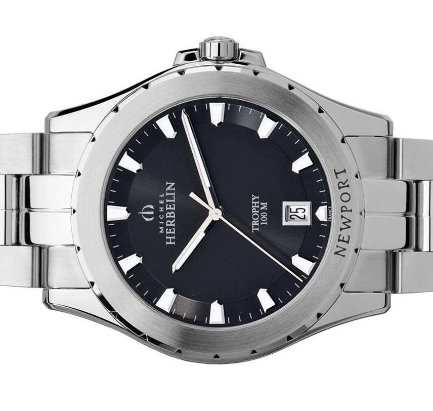 MICHEL HERBELIN NEWPORT TROPHY 12270/B14 GENTS DATE S/STEEL WATCH