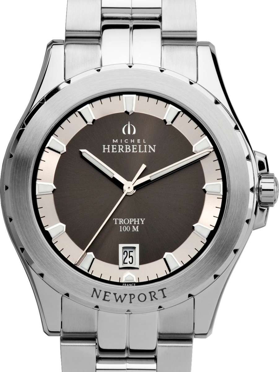 MICHEL HERBELIN NEWPORT TROPHY 12270/B24 GENTS DATE S/STEEL WATCH