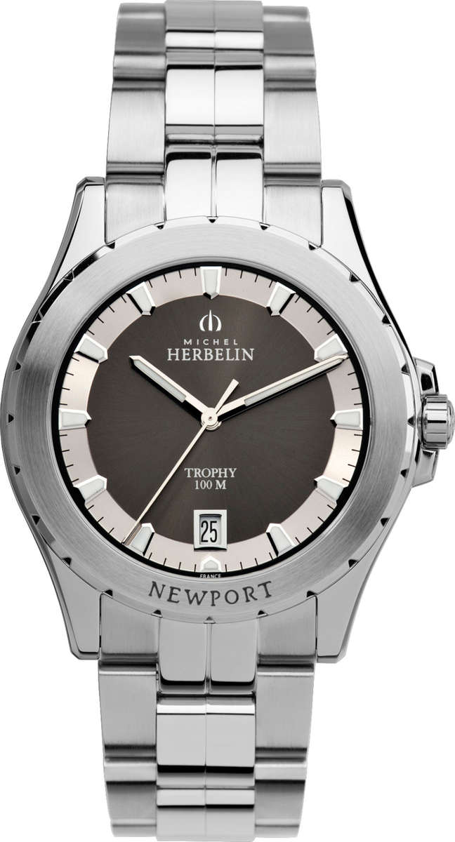 MICHEL HERBELIN NEWPORT TROPHY 12270/B24 GENTS DATE S/STEEL WATCH