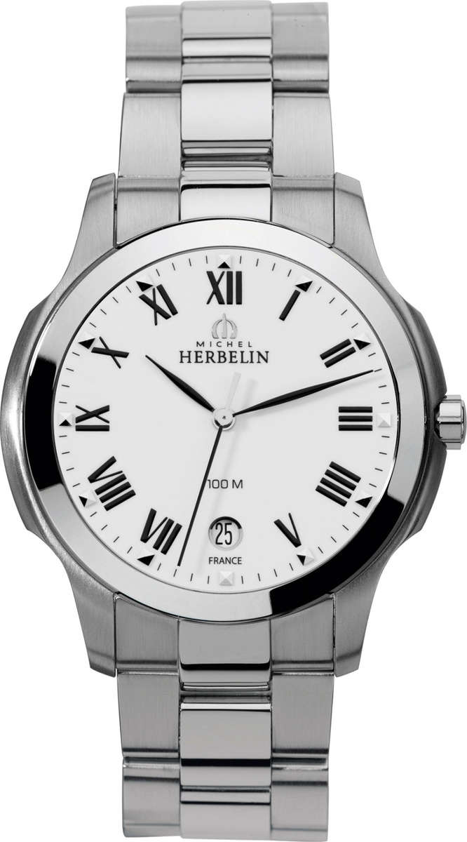 Michel Herbelin Ambassador White Roman Dial S/Steel bracelet Gents watch - 12239/B01