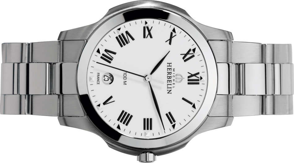 Michel Herbelin Ambassador White Roman Dial S/Steel bracelet Gents watch - 12239/B01