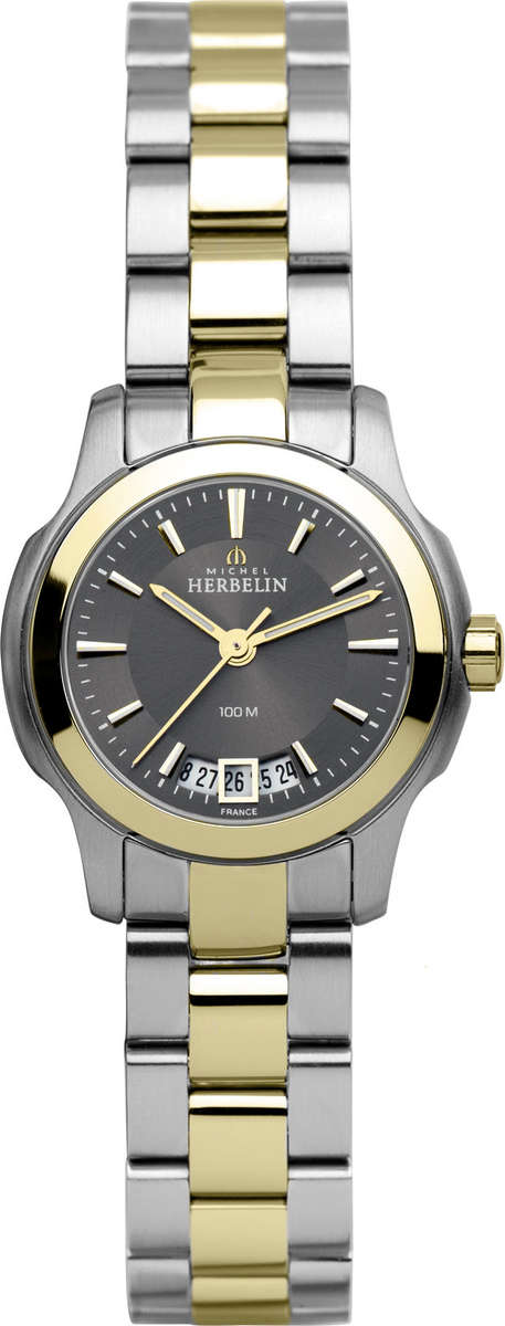 Michel Herbelin Two-Tone Ambassador Ladies Watch with grey dial & date - 12839/BT14