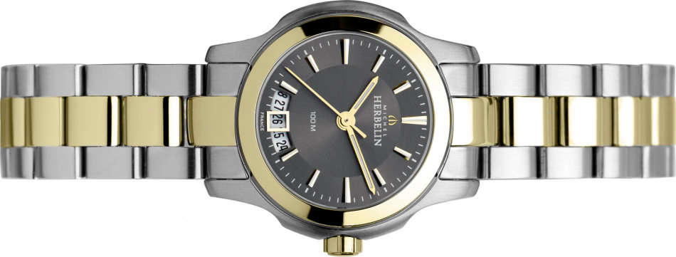 Michel Herbelin Two-Tone Ambassador Ladies Watch with grey dial & date - 12839/BT14