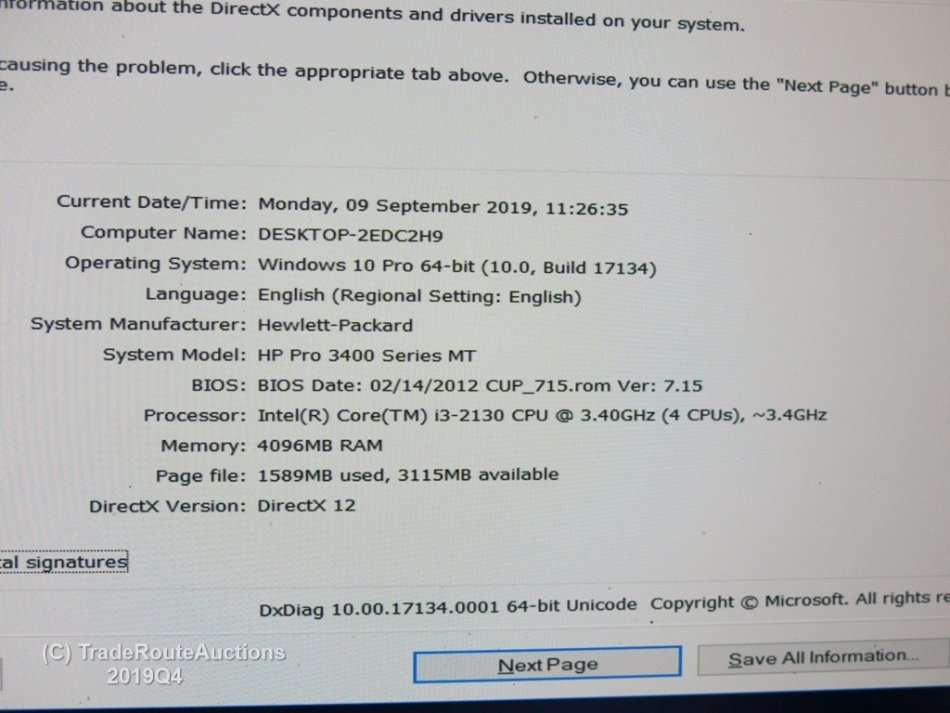 HP PRO 3400 MT DESKTOP PC | Core i3 2130 3.4GHz | 4GB RAM | 320GB HDD