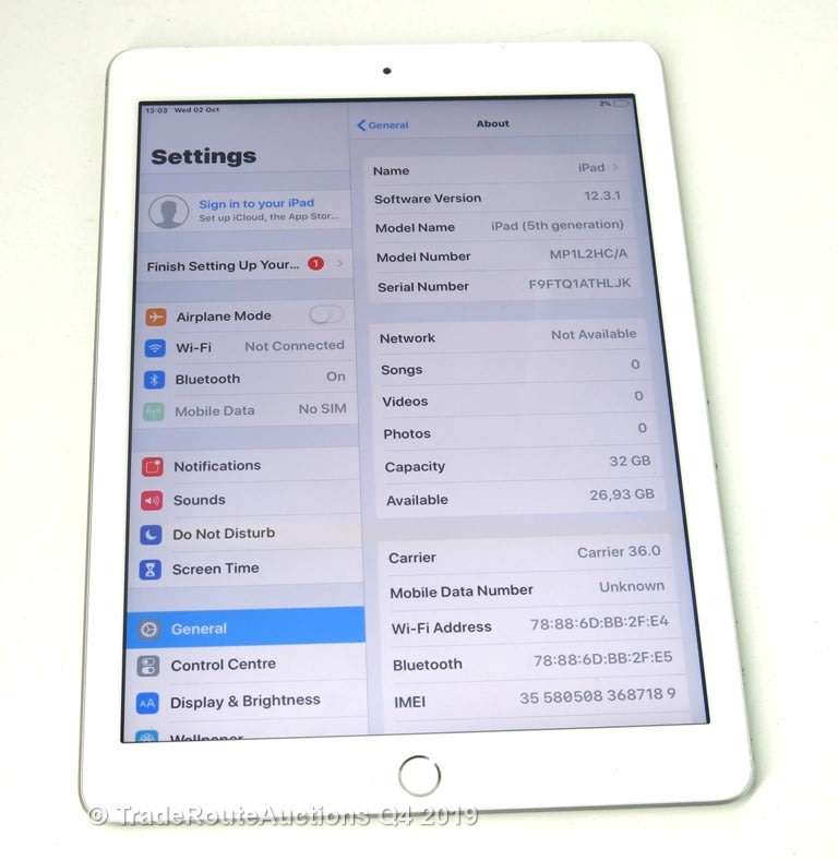 iPad 5th Gen 2017 | MP1L2HC/A | WiFi + Cellular | 32GB | Silver | A1823 | RETINA