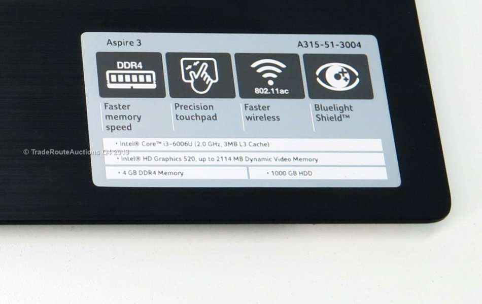 Acer Aspire 3 A315-5 15.6inch Laptop | CORE i3 6006U 6th Gen 2.0GHZ | 4GB RAM | 1TB HDD | NOTEBOOK