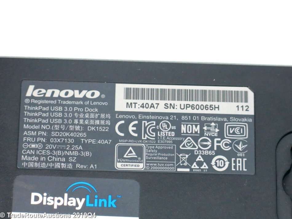 Docking Station - Lenovo ThinkPad USB 3.0 Pro Dock (40A7)