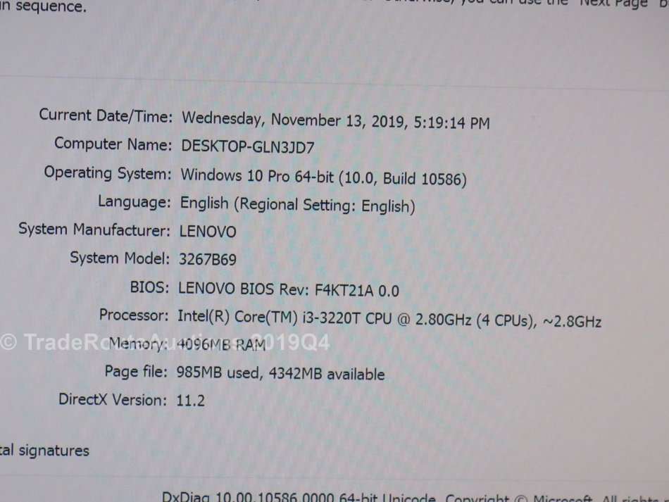 Lenovo ThinkCentre M72E M3267 MINI DESKTOP PC | Core i3 3220T CPU @ 2.8GHz | 4GB RAM | 320GB HDD